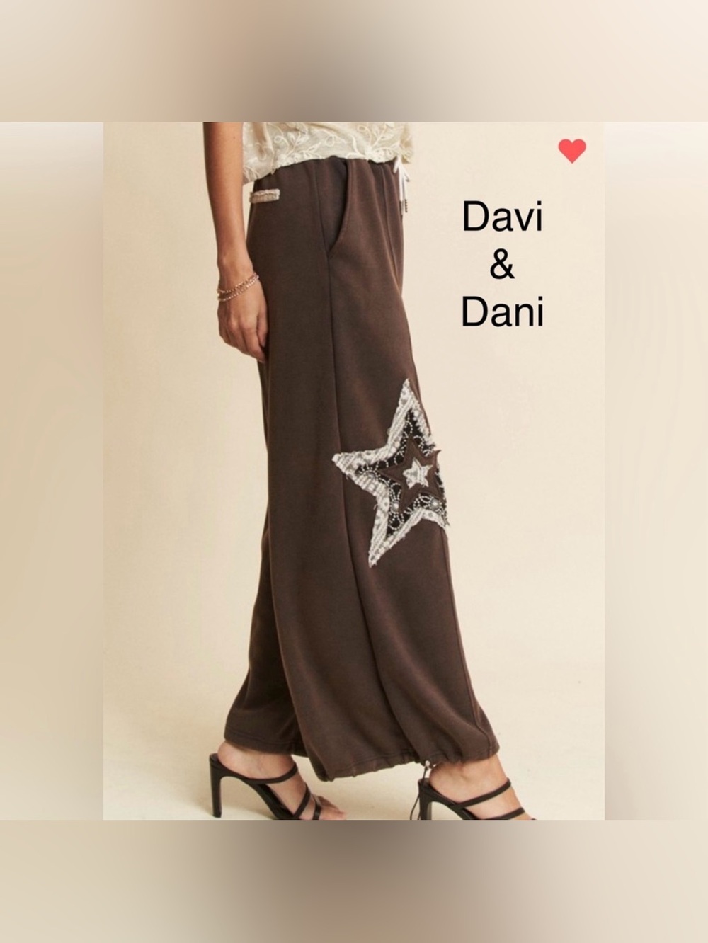 Davi & Dani Star Jogger Scuba Boho Pants ~ Mineral Wash Black - Picture 4 of 14